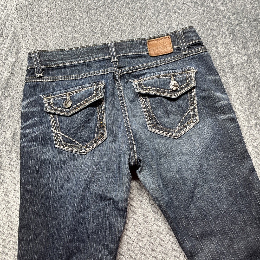 Buckle BKE Sabrina‎ Women's 32x29 Stretch Boot Jeans Flap Pockets Embroidered